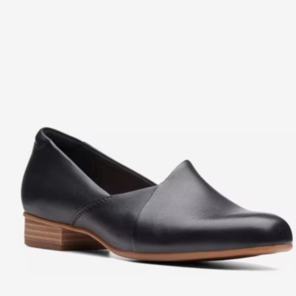Clarks Juliet Palm Slip-On Black Leather Round Toe Women's Loafers Sz 9N